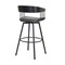 Armen Living Athena 27" Swivel Black Wood Counter Stool in Gray Faux Leather with Black Metal LCATBABLKGRY26 - alternate 8